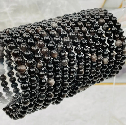 Silver Sheen Obsidian Armband