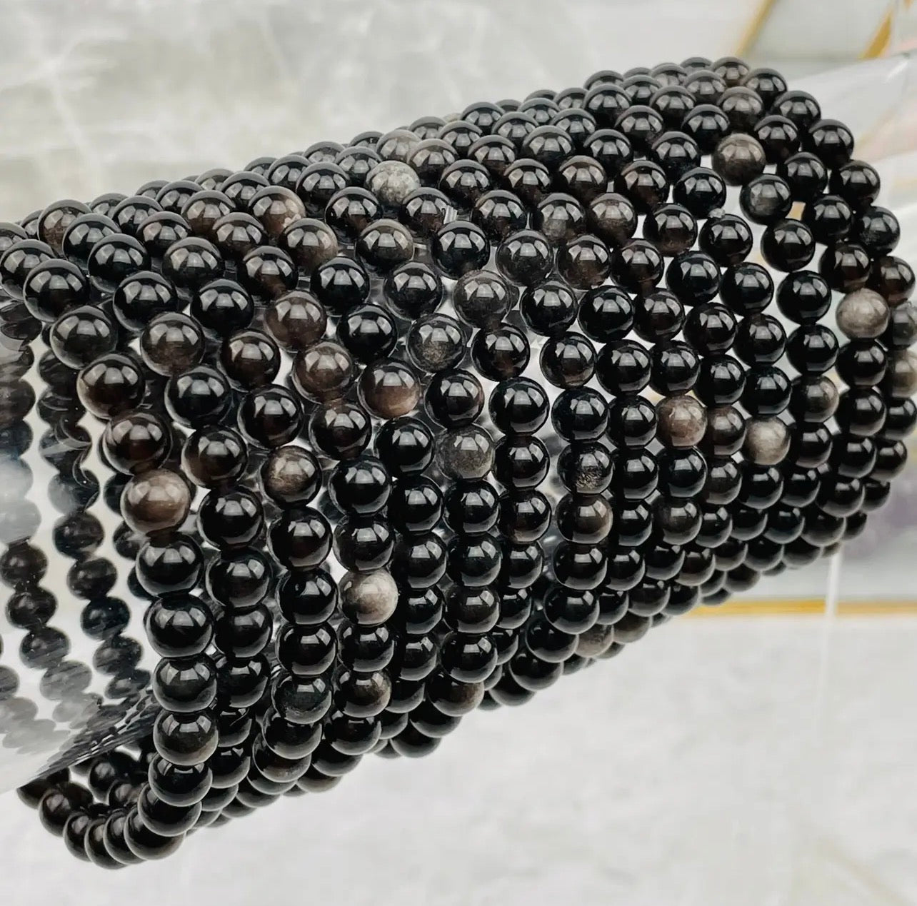 Silver Sheen Obsidian Armband