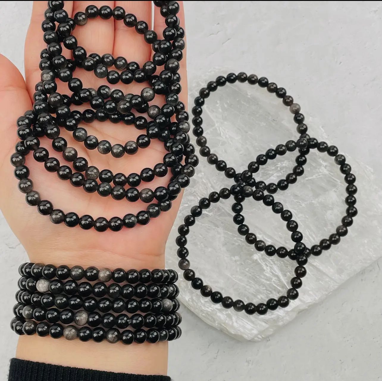 Silver Sheen Obsidian Armband